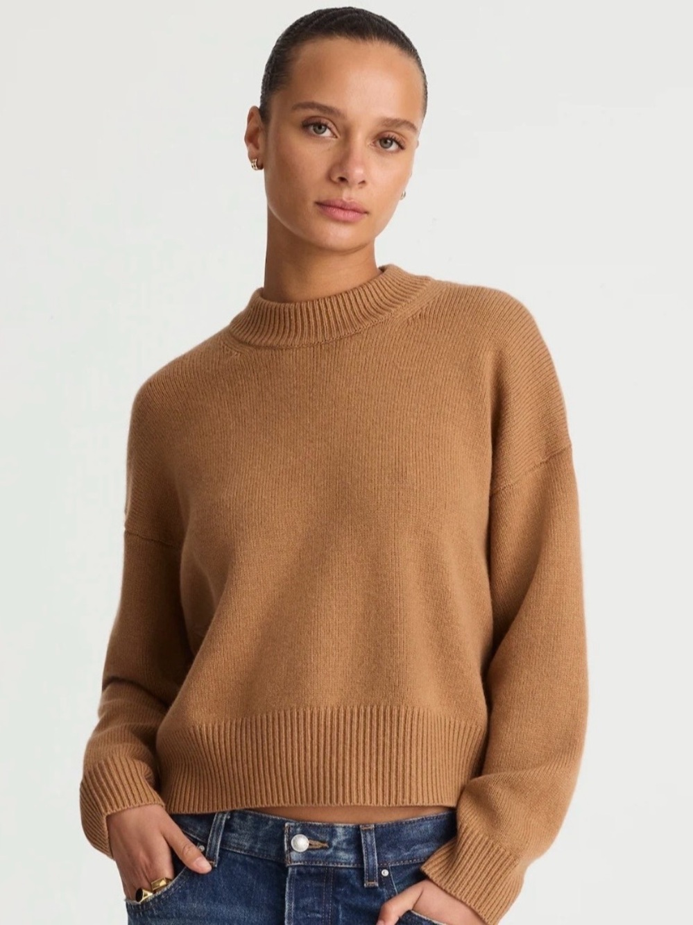 NWT MADEWELL Women’s SoftWool Boxy Crewneck Sweater Heather Caramel XL NT602